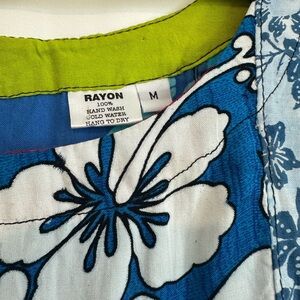 Blue and White Floral Rayon Top